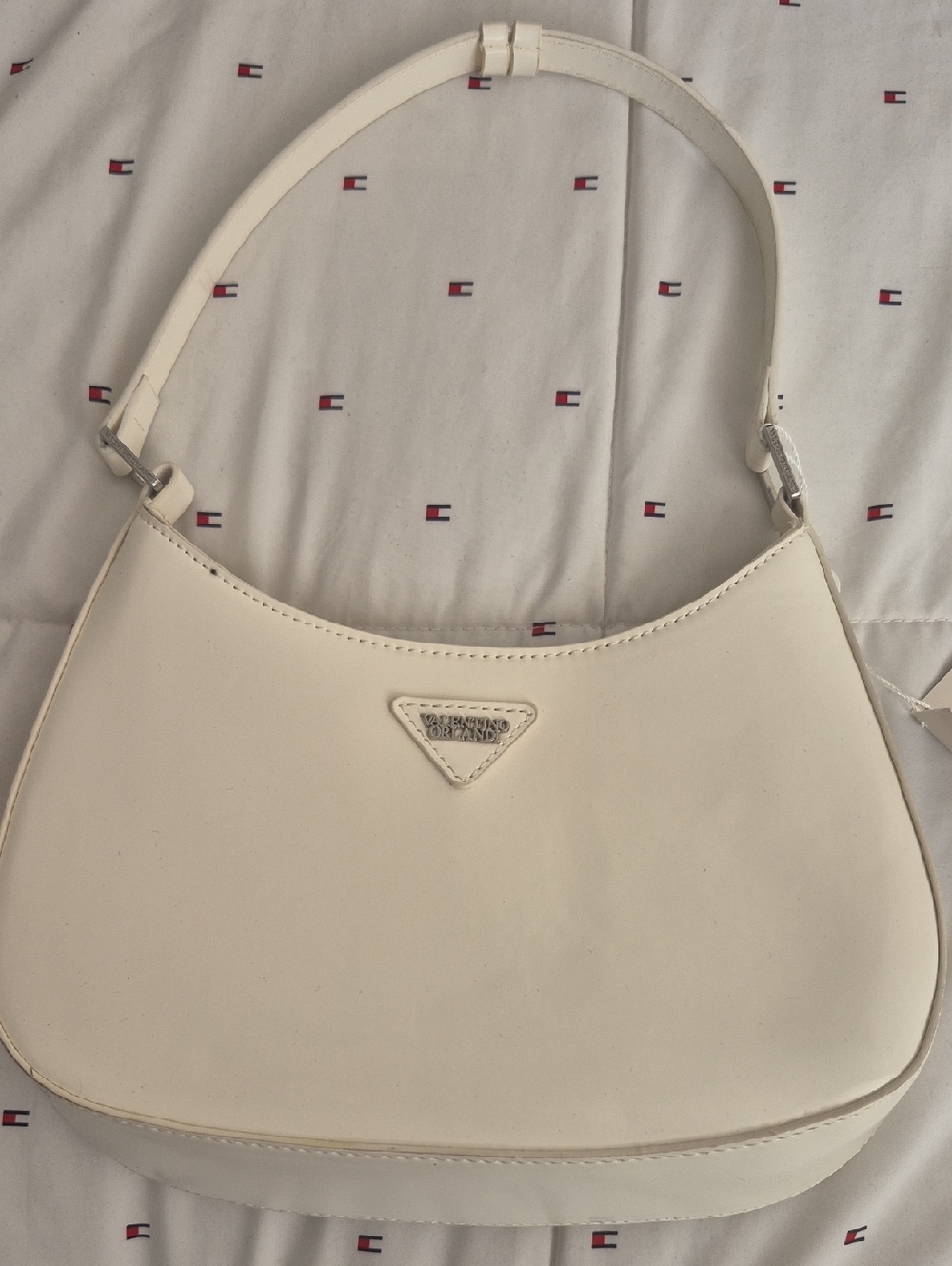 NWT Valentino White Shoulder Bag with Silver Logo